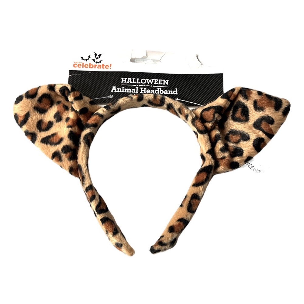 Way to Celebrate Animal Print Cat Headband Brown Adult Size One Size Fits Most